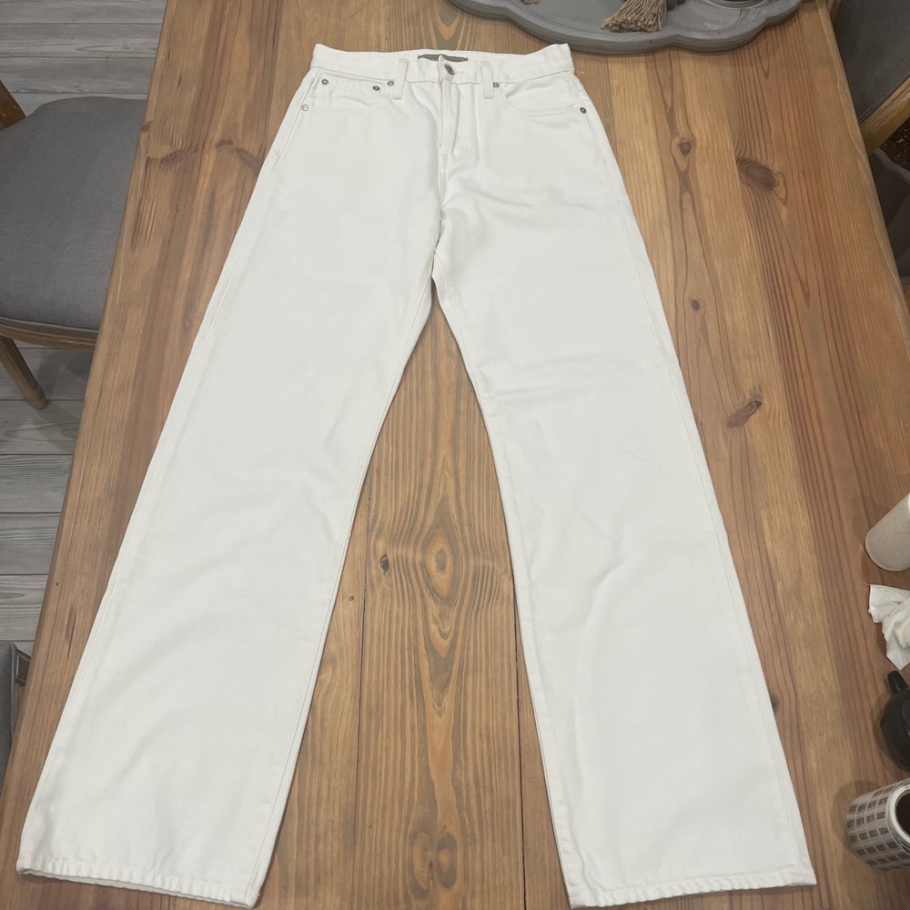 POINT SUR White High Rise Wide Leg Button Fly Jeans Women's Size 28, NWOT's